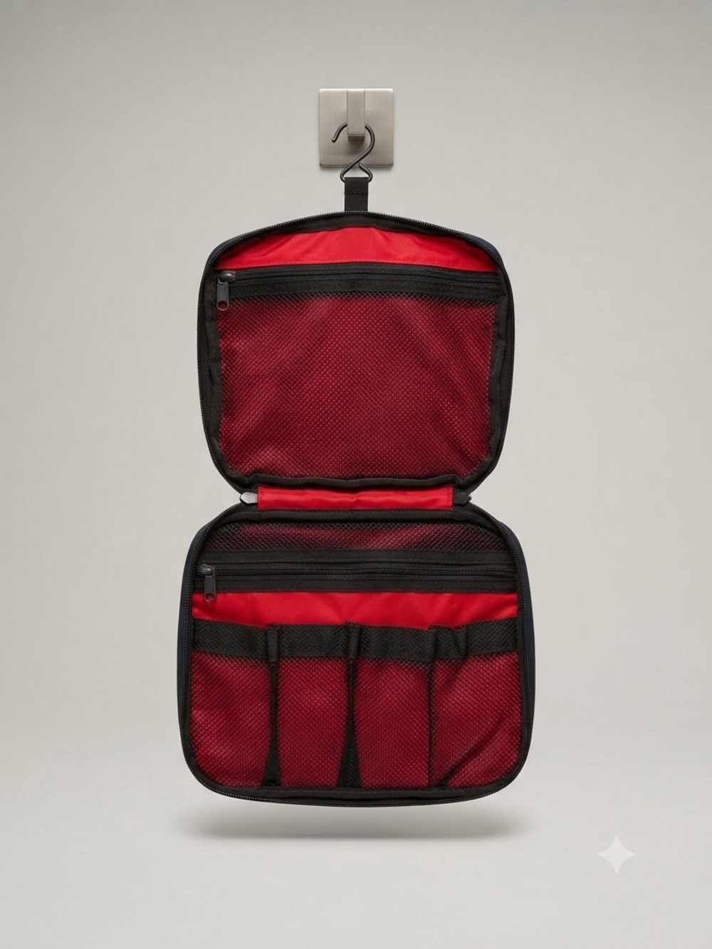 Nike Travel Toiletry Bag / College On The Go - Black Canvas Zip Wash Bag with Ha